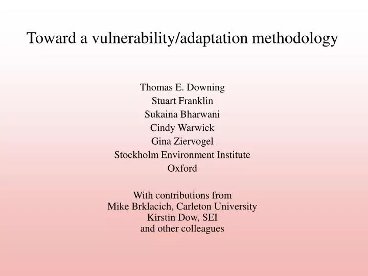 toward a vulnerability adaptation methodology