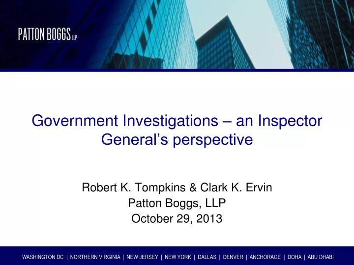 government investigations an inspector general s perspective