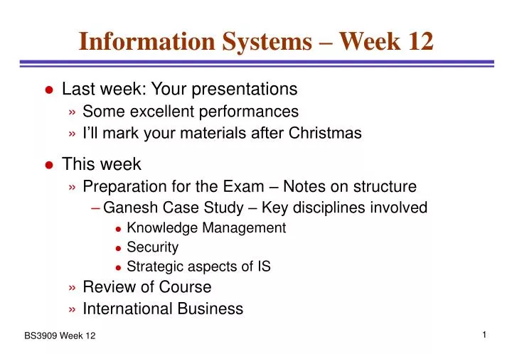 information systems week 12