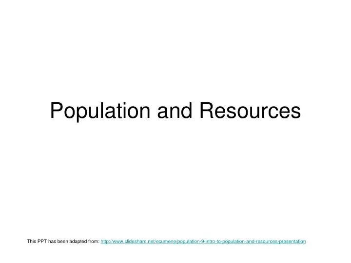 population and resources
