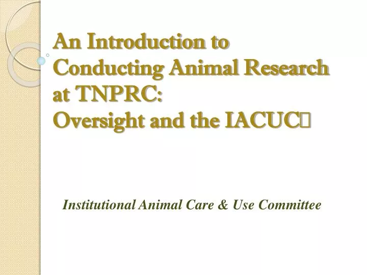 an introduction to conducting animal research at tnprc oversight and the iacuc
