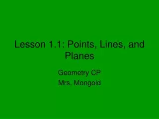 Lesson 1.1: Points, Lines, and Planes