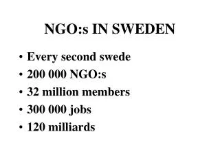 NGO:s IN SWEDEN