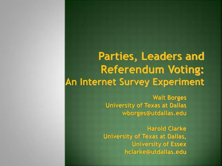 parties leaders and referendum voting an internet survey experiment