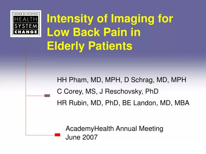 intensity of imaging for low back pain in elderly patients