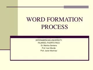 WORD FORMATION PROCESS
