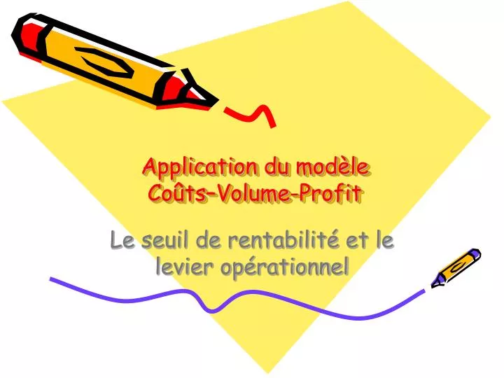 application du mod le co ts volume profit