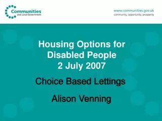 Housing Options for Disabled People 2 July 2007