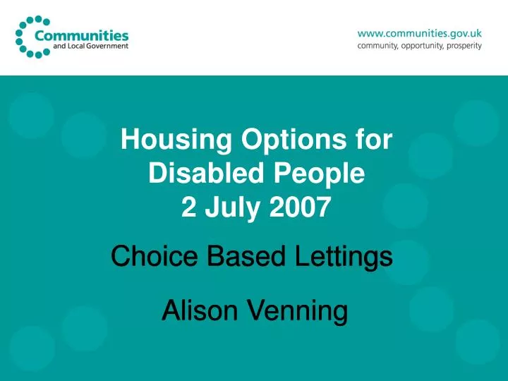 housing options for disabled people 2 july 2007