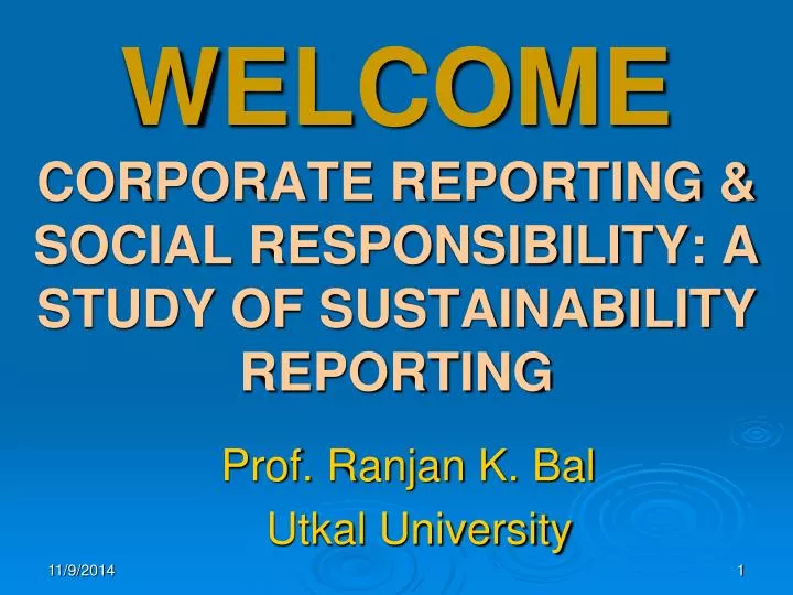 welcome corporate reporting social responsibility a study of sustainability reporting