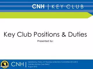 Key Club Positions &amp; Duties