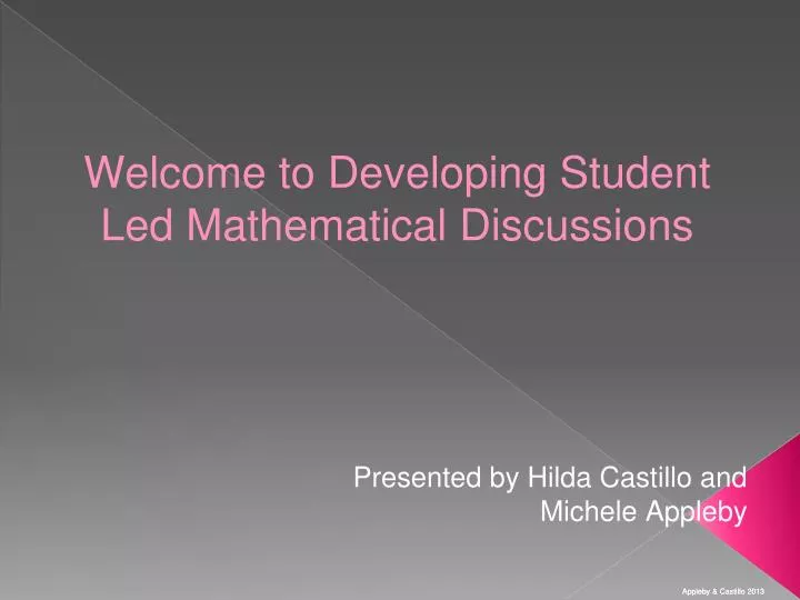 welcome to developing student led mathematical discussions