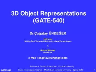 3D Object Representations (GATE-540)