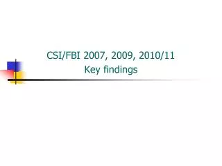 CSI/FBI 2007, 2009, 2010/11 Key findings