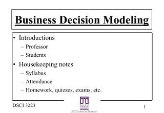 Business Decision Modeling