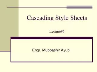Cascading Style Sheets Lecture#5