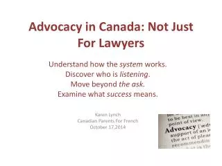 Advocacy in Canada: Not Just For Lawyers