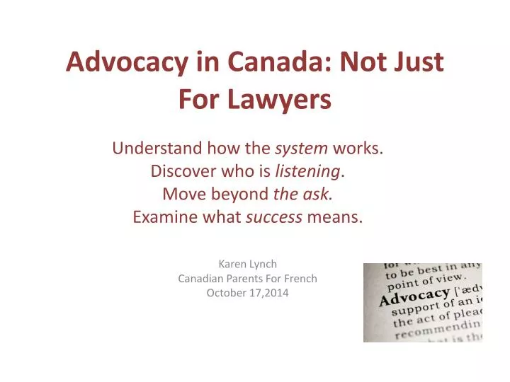advocacy in canada not just for lawyers