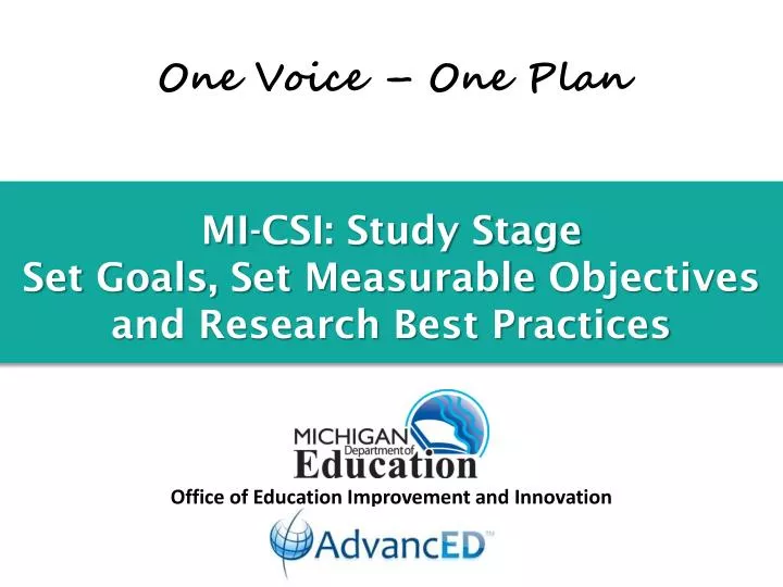 mi csi study stage set goals set measurable objectives and research best practices
