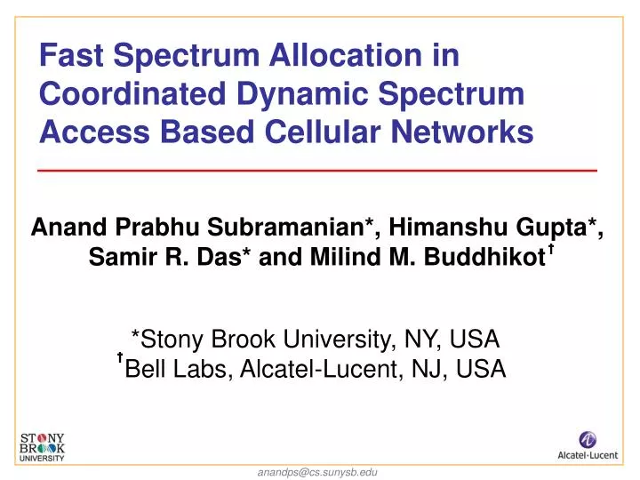 fast spectrum allocation in coordinated dynamic spectrum access based cellular networks