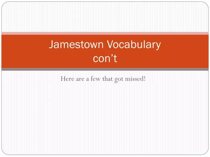 jamestown vocabulary con t