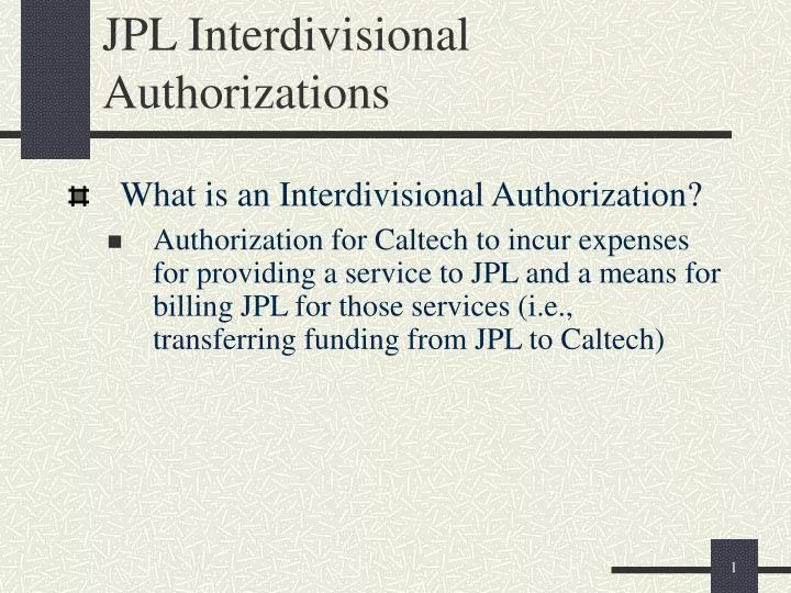 jpl interdivisional authorizations