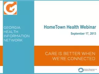 HomeTown Health Webinar September 17, 2013