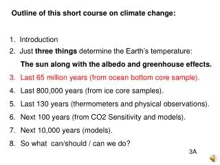 Outline of this short course on climate change: 1. Introduction