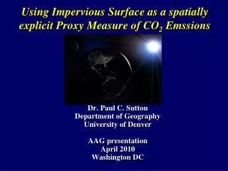 Using Impervious Surface as a spatially explicit Proxy Measure of CO 2 Emssions