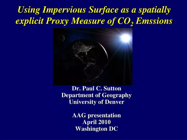 using impervious surface as a spatially explicit proxy measure of co 2 emssions