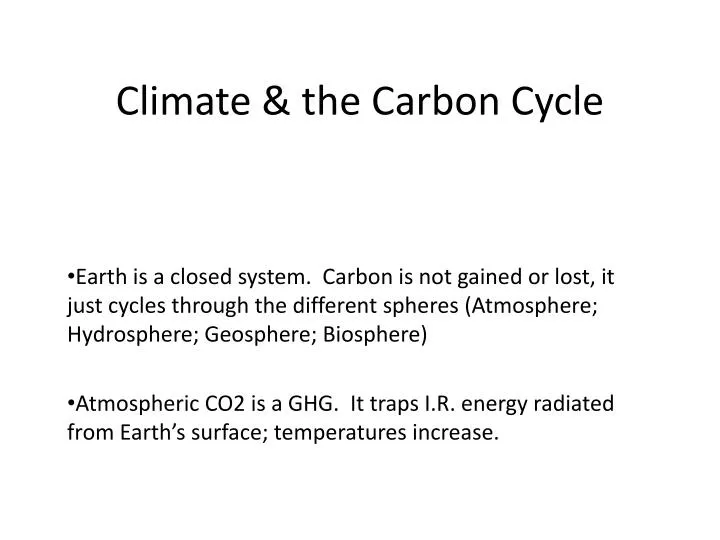 climate the carbon cycle
