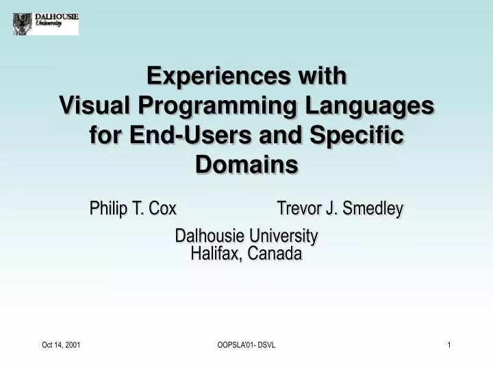 experiences with visual programming languages for end users and specific domains