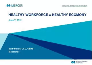 HEALTHY WORKFORCE = HEALTHY ECOMONY