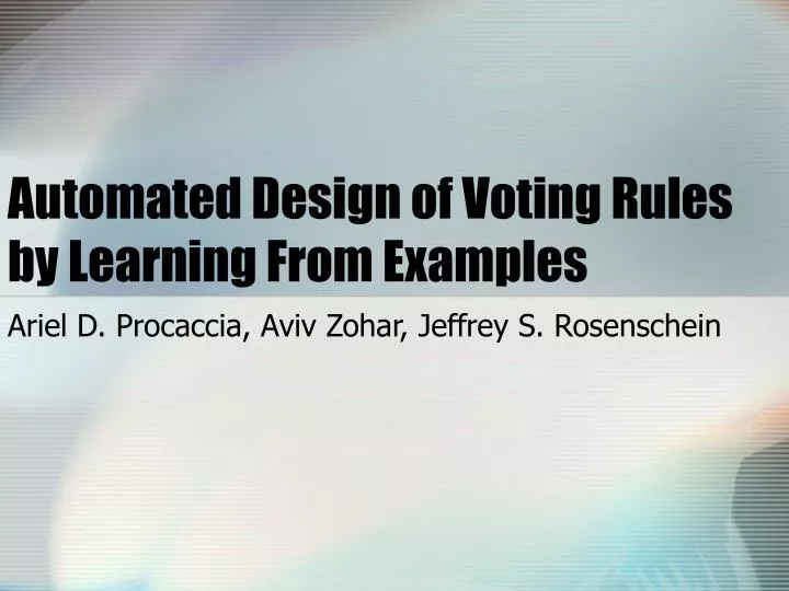 automated design of voting rules by learning from examples
