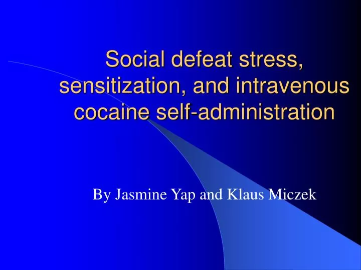 social defeat stress sensitization and intravenous cocaine self administration