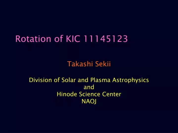 rotation of kic 11145123