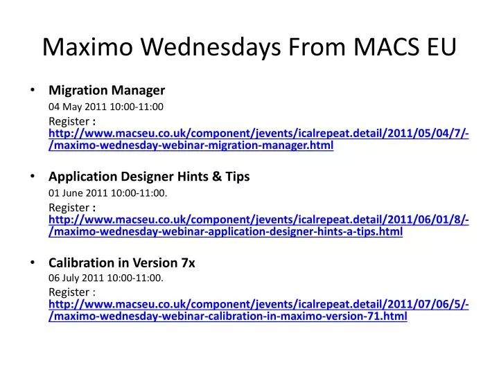 maximo wednesdays from macs eu