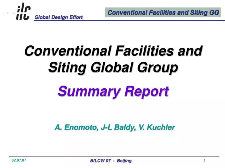 conventional facilities and siting global group summary report