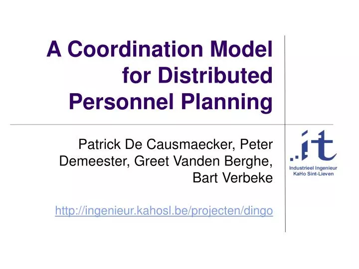 a coordination model for distributed personnel planning