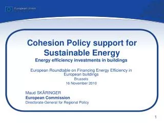 Cohesion Policy support for Sustainable Energy