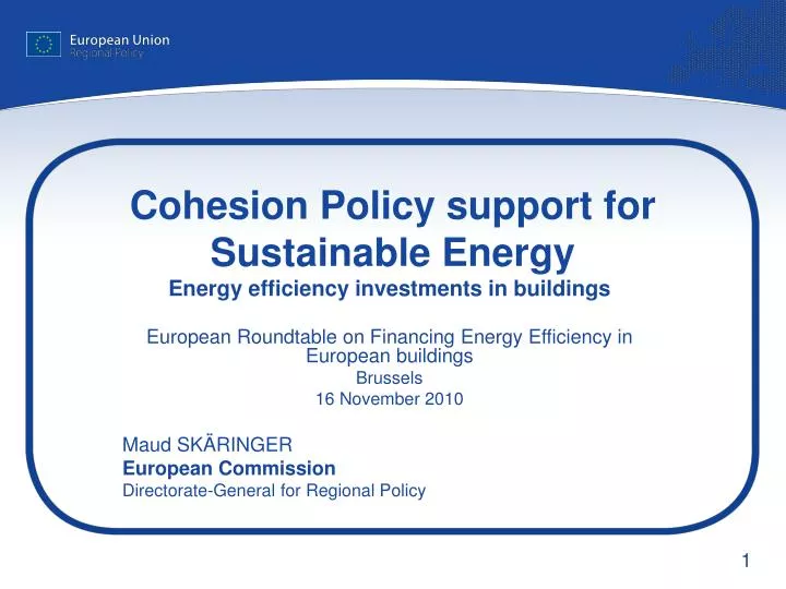 cohesion policy support for sustainable energy