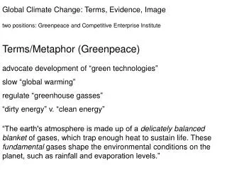 Global Climate Change: Terms, Evidence, Image