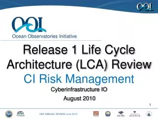Release 1 Life Cycle Architecture (LCA) Review CI Risk Management Cyberinfrastructure IO