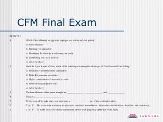 CFM Final Exam