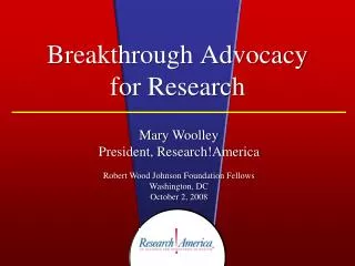 Breakthrough Advocacy for Research