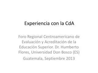 experiencia con la cda