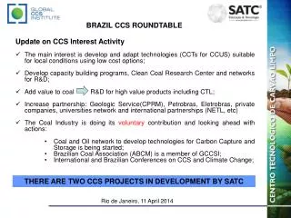 Brazil CCS Roundtable Rio de Janeiro, 11 April 2014