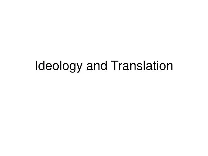 ideology and translation