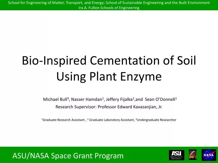 bio inspired cementation of soil using plant enzyme