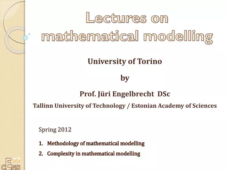 lectures on mathematical modelling